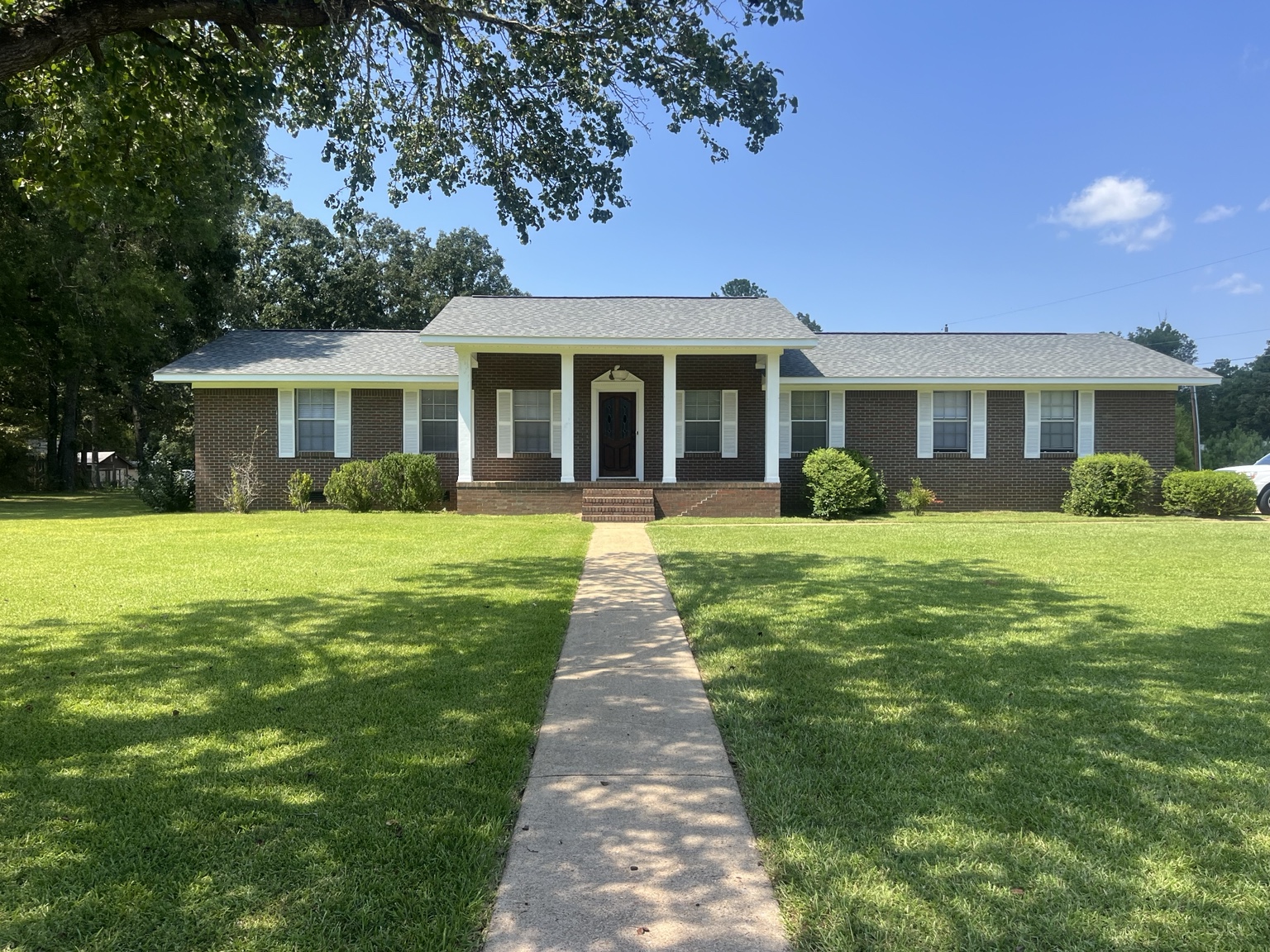Front of the brick home at 3603 Lindsey Street in Rainbow City, Alabama